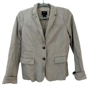 J. Crew Schoolboy Blazer Herringbone Gray Driftwood Boyfriend Size 4
